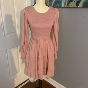 NWT MeeroKeety Rose pink long sleeve stretch bodice Dress Size Small
